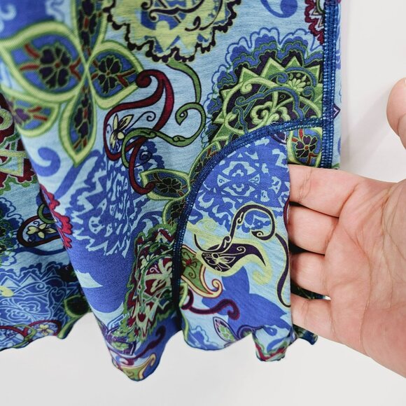 Title Nine Dress Athena Athletic M Blue Floral Paisley Short Tab Raglan Sleeve - Picture 9 of 12